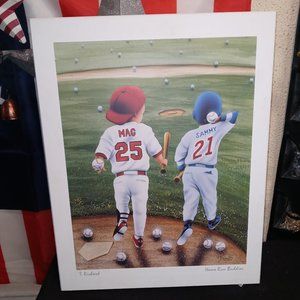 T. RICHARD WOODEN PRINT HOME RUN BUDDIES